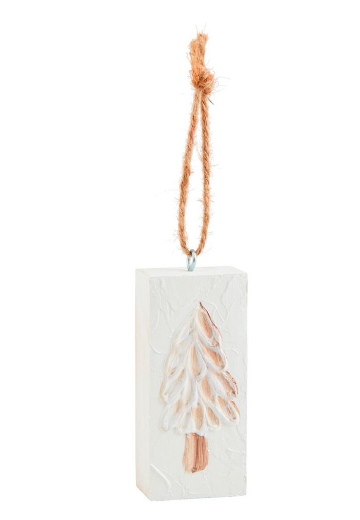White Wood Ornament- Three Styles - Pine & Moss