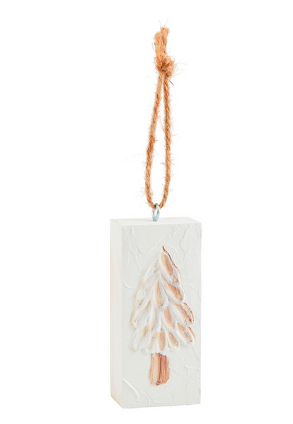 White Wood Ornament- Three Styles - Pine & Moss