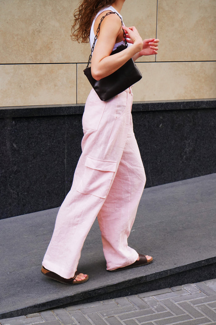 Wide Linen Cargo Pants ALBA - IN STOCK