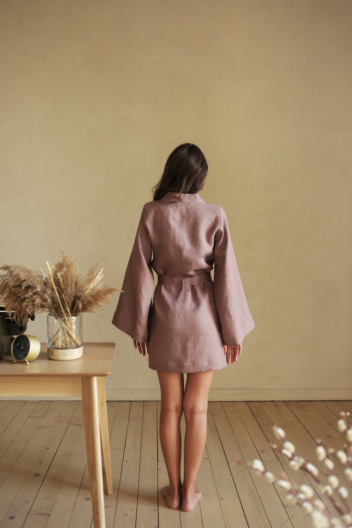 Women’s Linen Kimono KAYA in Latte