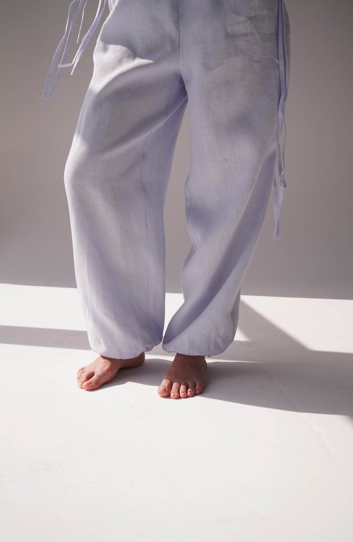 Women’s Linen Pants PEONY in Light blue