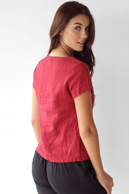 Women's Linen T-Shirt IRIS in Red