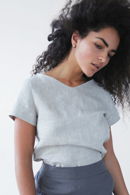Women's Linen T-Shirt NERINE in Beige