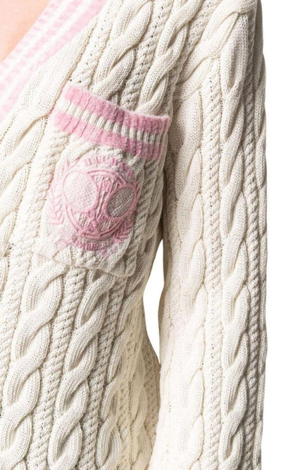 Balmain Wool - Blend Cable Knit Sweater With Patch - Runway Catalog