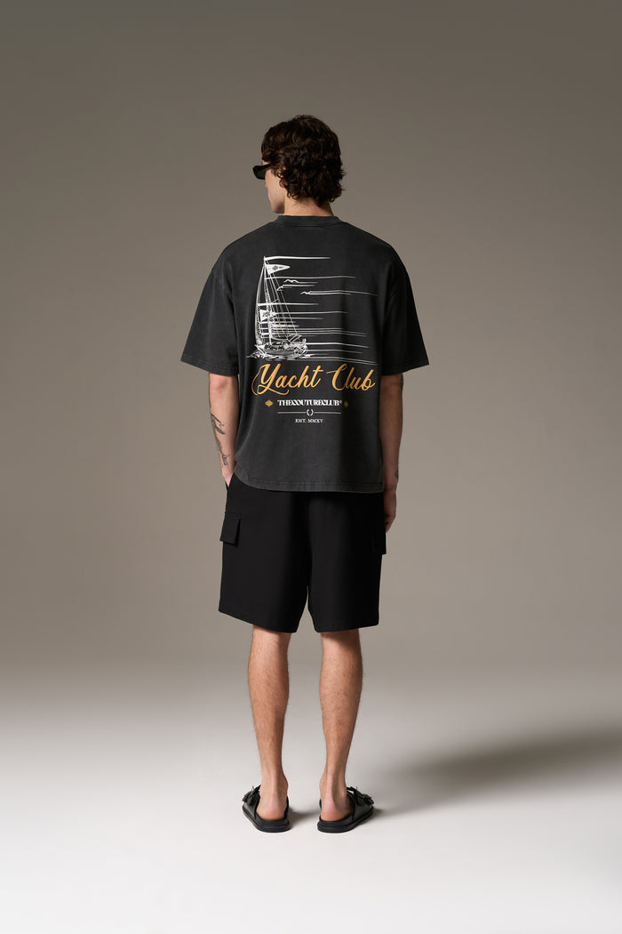 YACHT CLUB GRAPHIC T-SHIRT - WASHED BLACK