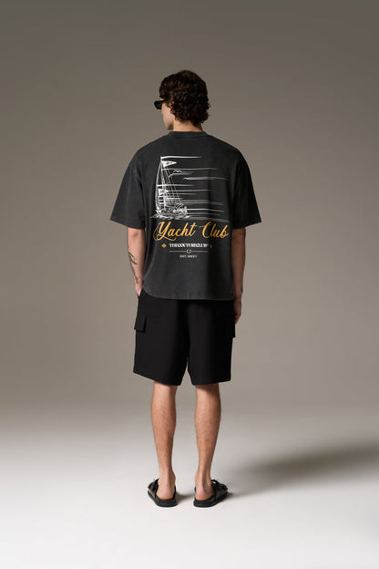 YACHT CLUB GRAPHIC T-SHIRT - WASHED BLACK