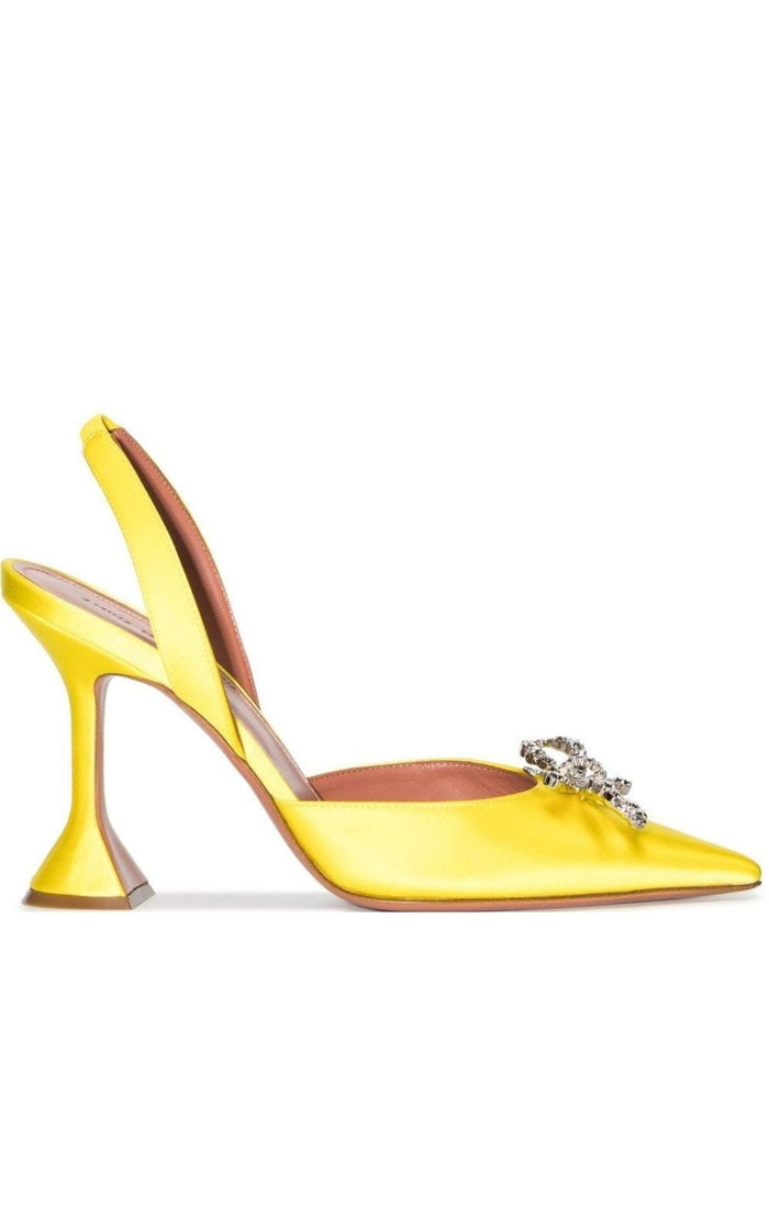 Amina Muaddi Yellow Rosie Sling Heels - Runway Catalog