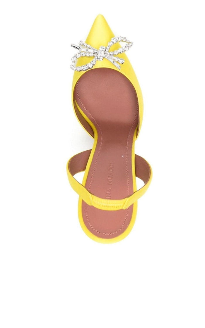 Amina Muaddi Yellow Rosie Sling Heels - Runway Catalog