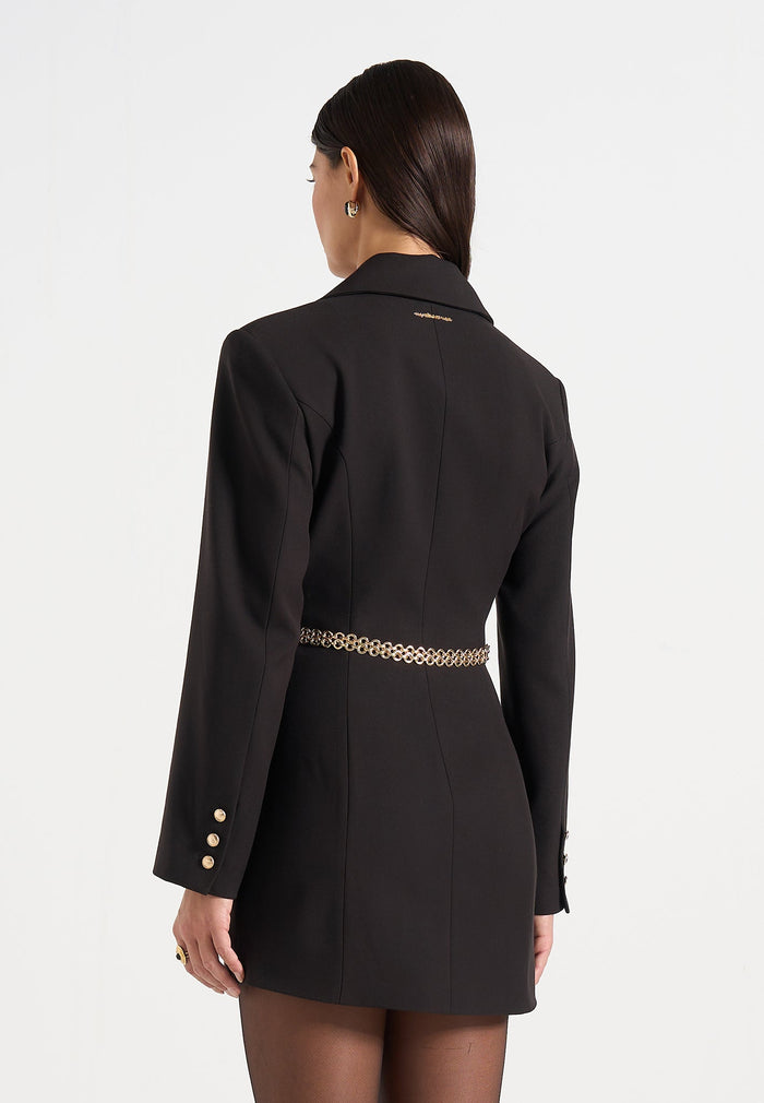 zara-double-breasted-blazer-dress-with-chain-black
